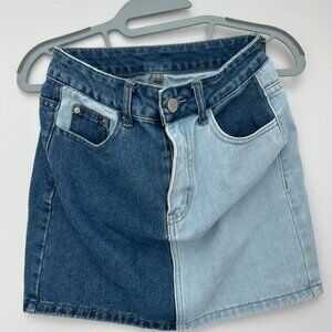 Two-Toned Jean Mini Skirt